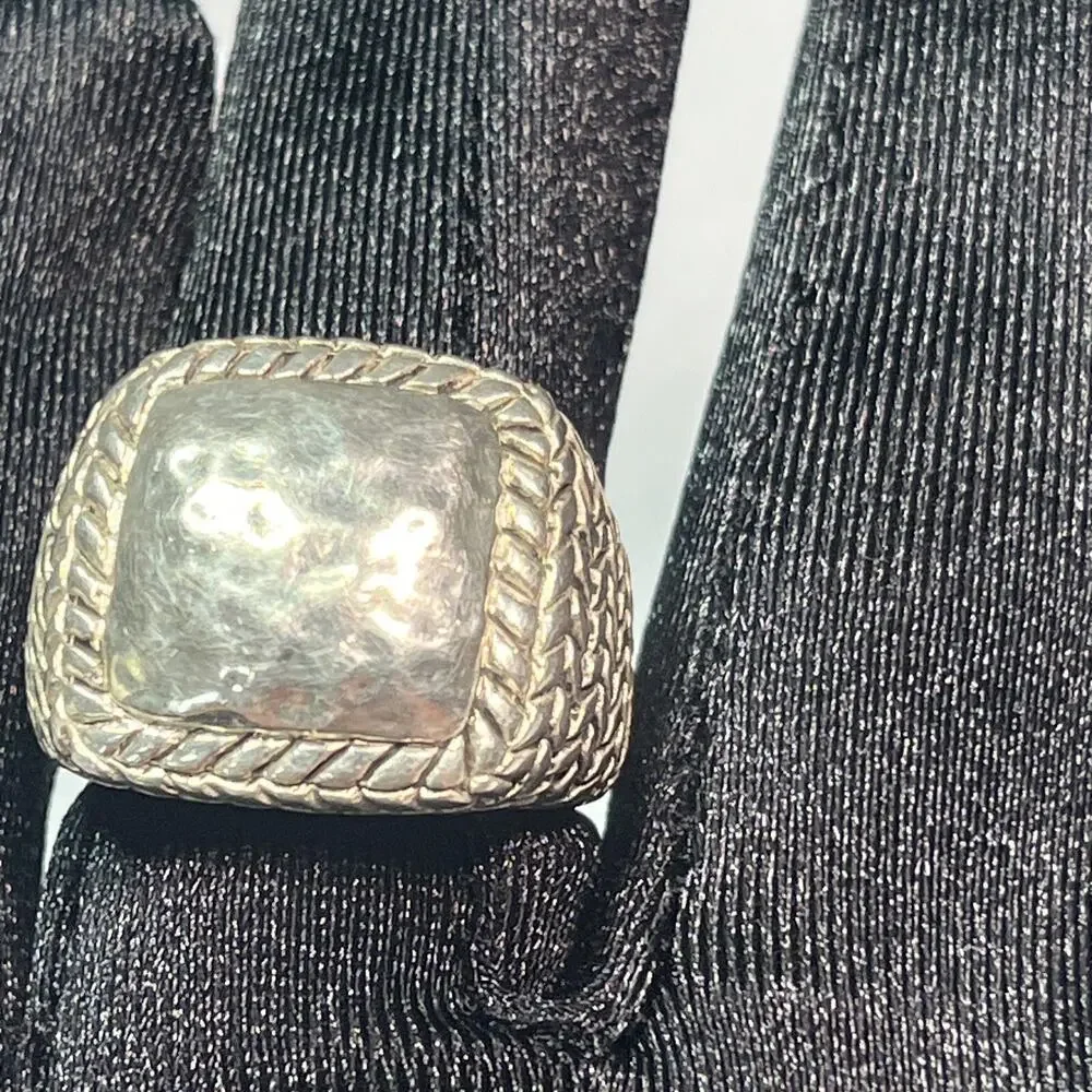 vintage silpada sterling silver 925 Square Dome No Stone Ring Wheat Size 6 - 6,5